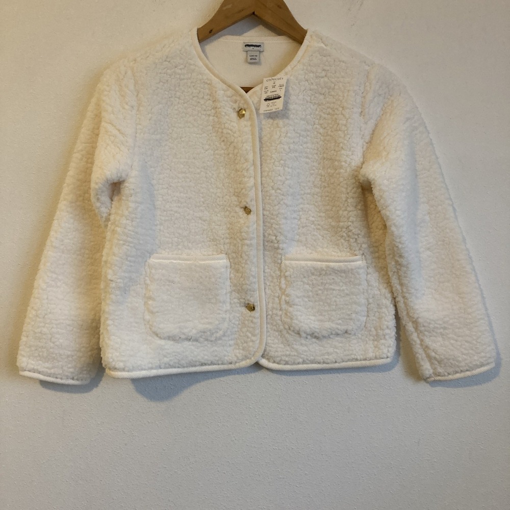 J Crew Girls Sherpa Lady Jacket Size Large 10 11 Ivory White